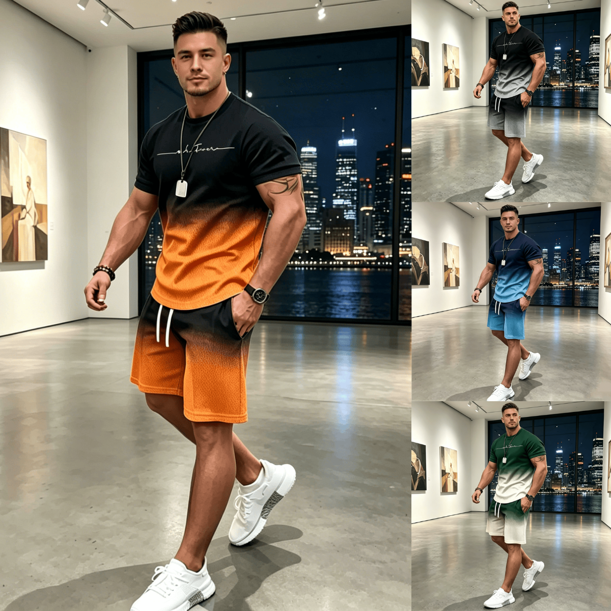 👔👖[Camiseta de manga corta + Pantalones cortos 🔥] [40-100 kg] Traje deportivo casual de verano para hombre, tallas grandes ✅️ Pago contra entrega