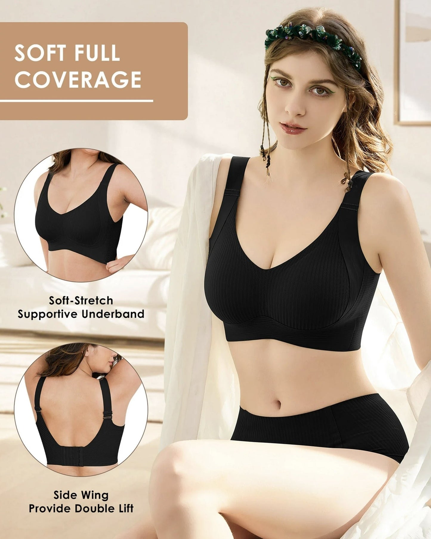 😍【Paquete de 2】Sujetador inalámbrico de una pieza para mujer❤️【40-95 kg】