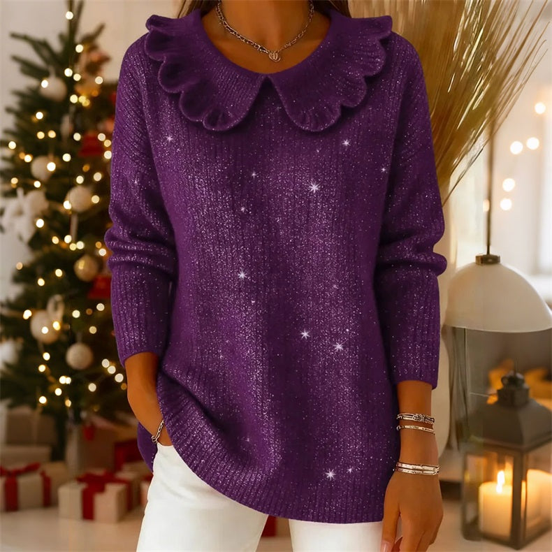 🧶 ✨ Sweter Damski Luźny z Kołnierzem - 4189641