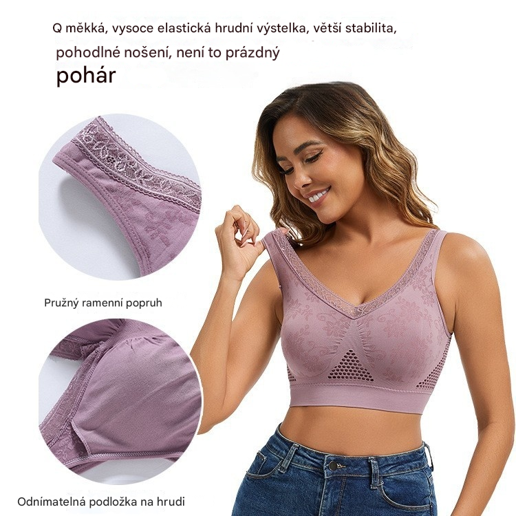 Druhá položka se slevou 50 % 🔥👙【40-120 kg】【balení po 3 kusech】✨Dámská krajková podprsenka bez kostic, vysoká opora