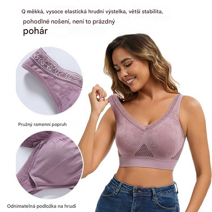 Druhá položka se slevou 50 % 🔥👙【40-120 kg】【balení po 3 kusech】✨Dámská krajková podprsenka bez kostic, vysoká opora