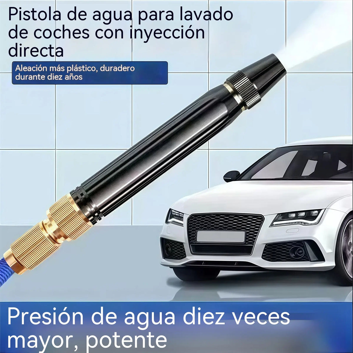 🚿 【1 juego de 2 piezas】🔥¡Último día de la oferta especial! 🔥💧 Pistola de agua a alta presión: para lavar coches, jardinería, 10 veces más presión, múltiples funciones ⚡