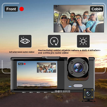 🚗🚗Nahrávejte v HD 1080p rozlišení zevnitř vozu pomocí couvací kamery.