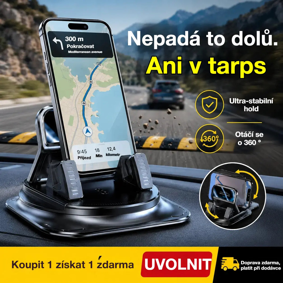 🔥【50% SLEVA】🚗 Bezpečný a chytrý: Dokonalý držák telefonu do auta 2 v 1! 🚗