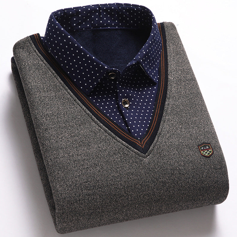 👔 [M-4XL] Nová pánská sametová pletená košile na podzim/zimu