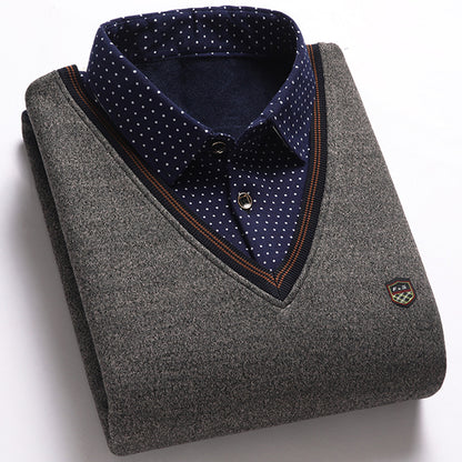 👔 [M-4XL] Nová pánská sametová pletená košile na podzim/zimu