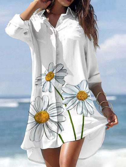 🌻🌻Nové košilové šaty 【S-3XL】🌻2025 s květinovým potiskem