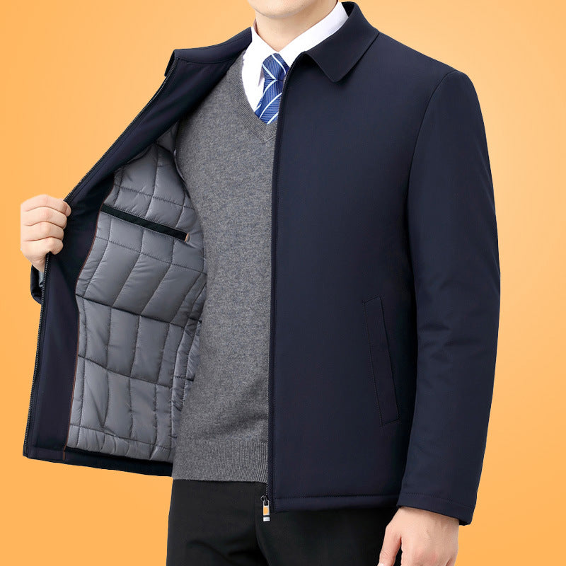🏆【L-5XL】Nová pánská bunda s bavlněnou prošívanou podšívkou pro muže středního a staršího věku, teplý kabát s bavlněnou prošívanou podšívkou