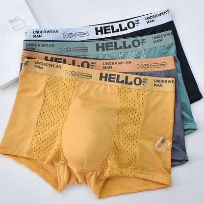 【L-4XL】(6ks) Pánský ledový hedvábný boxer s prodyšnou síťovinou