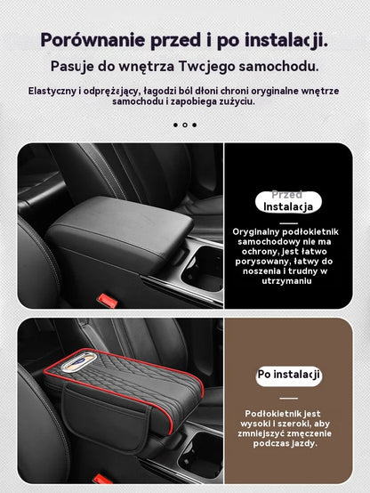 🚘【Dostępne w wielu kolorach】Wielofunkcyjny podłokietnik samochodowy 3 w 1 z prawdziwej skóry - 4205302