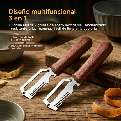 ✅Compra 1, llévate 1 gratis (2 artículos) 🧅🔪 Pelador de cocina multifuncional 3 en 1: ¡Pela, corta y abre botellas! 🔥