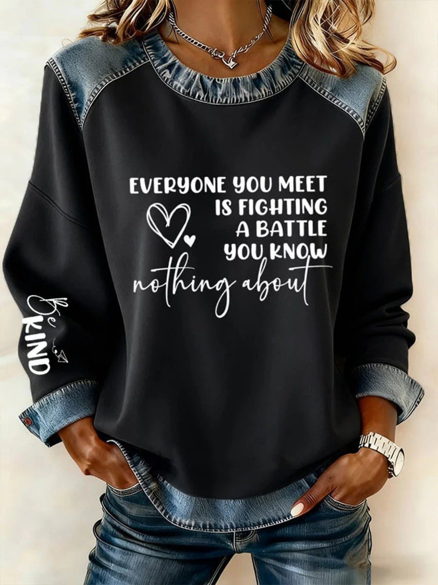 🎉Sudadera vaquera de mujer con cuello redondo