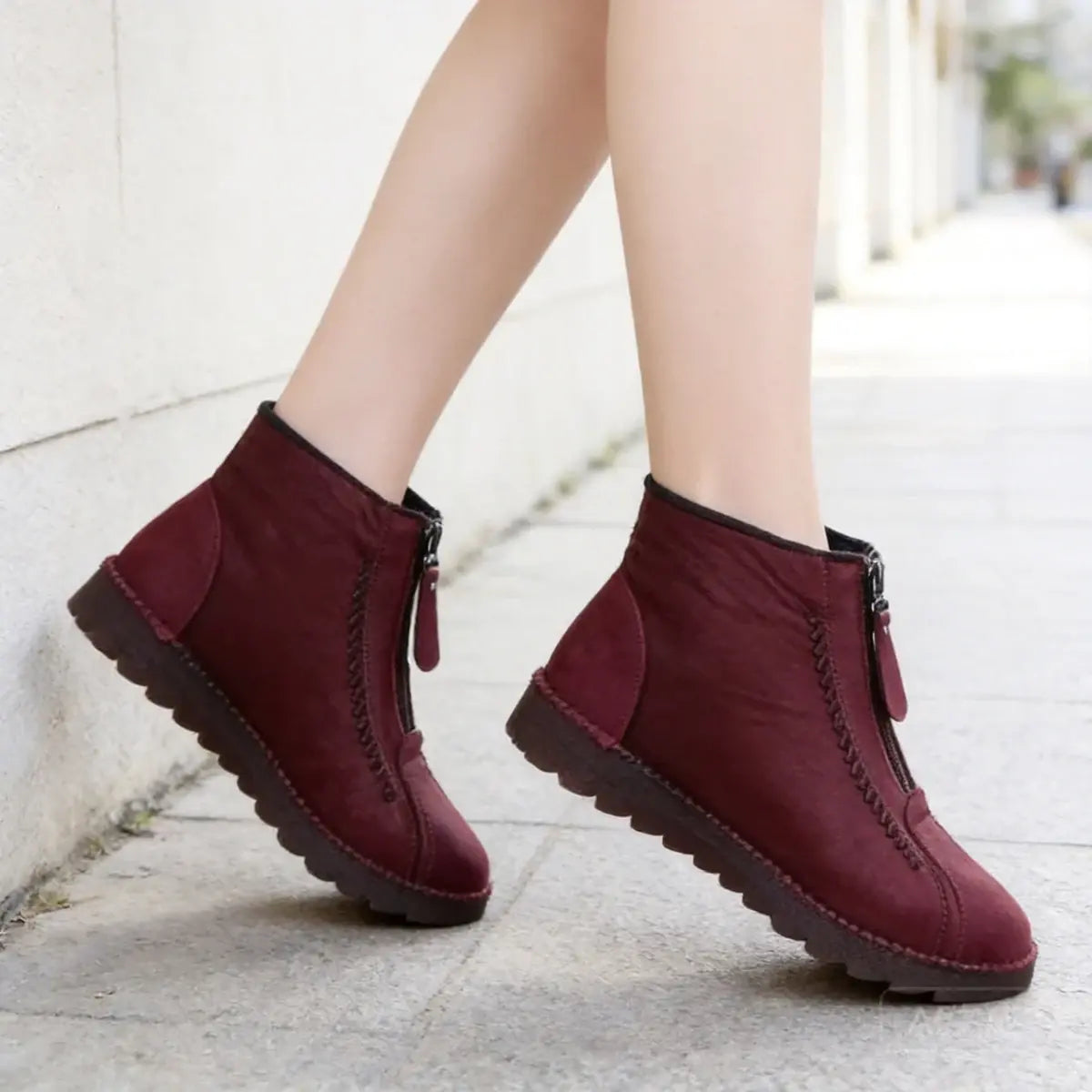 🥰【35-41】✨Zapatos de mujer cómodos, antideslizantes y forrados de vellón de cuero genuino hechos a mano