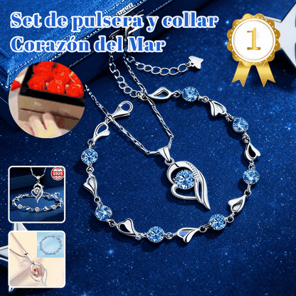 ✨✨💎 【Náramek + Náhrdelník】Sada náramků ze stříbra Heart of the Ocean 925 + náhrdelník-Z