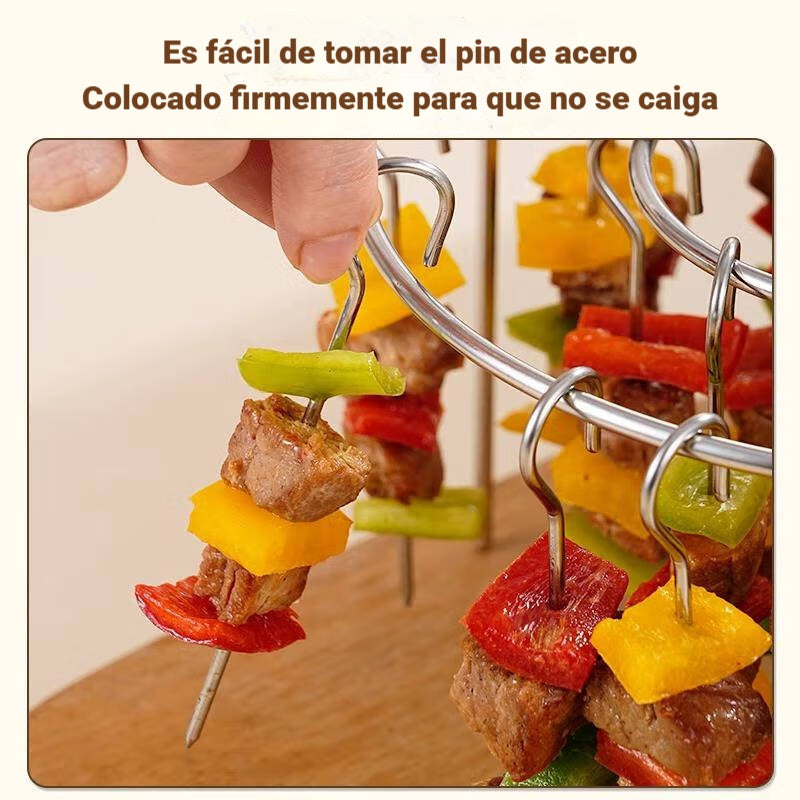 Parrilla para brochetas desmontable, parrilla colgante redonda de acero inoxidable para barbacoa