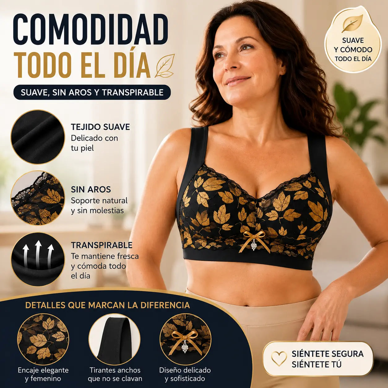 💖【paquete de 3】1 juego 28 euros🥰Sujetador de encaje talla grande M-4XL, sin aro de acero, espalda deslumbrante, sexy y transpirable, sin costuras, 【40-100 kg】