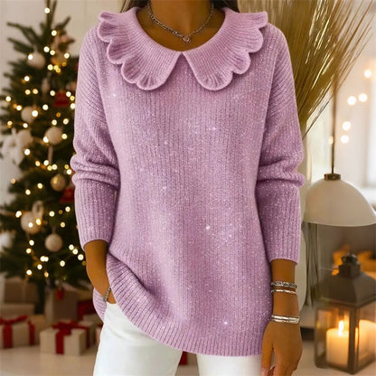 🧶 ✨ Sweter Damski Luźny z Kołnierzem - 4189641