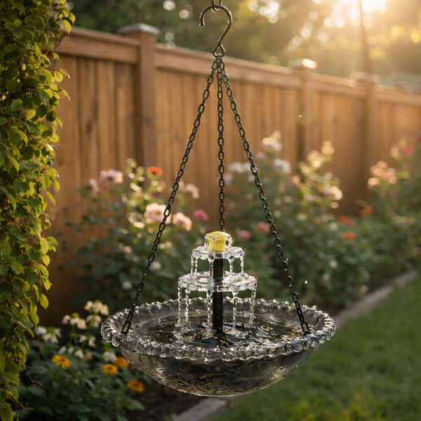 🔥🔥 50% de descuento – Fuente colgante solar para baño de pájaros con estilo cascada