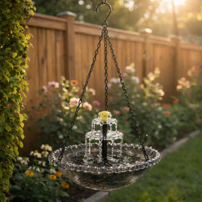 🔥🔥 50% de descuento – Fuente colgante solar para baño de pájaros con estilo cascada