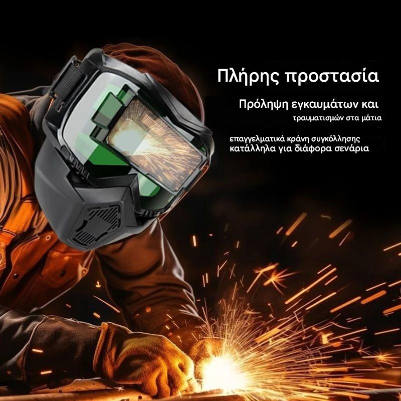 😎Πλήρως αυτόματο κράνος συγκόλλησης με προστατευτική μάσκα τοποθετημένη στην κεφαλή αλλαγής φωτός για συγκολλητές