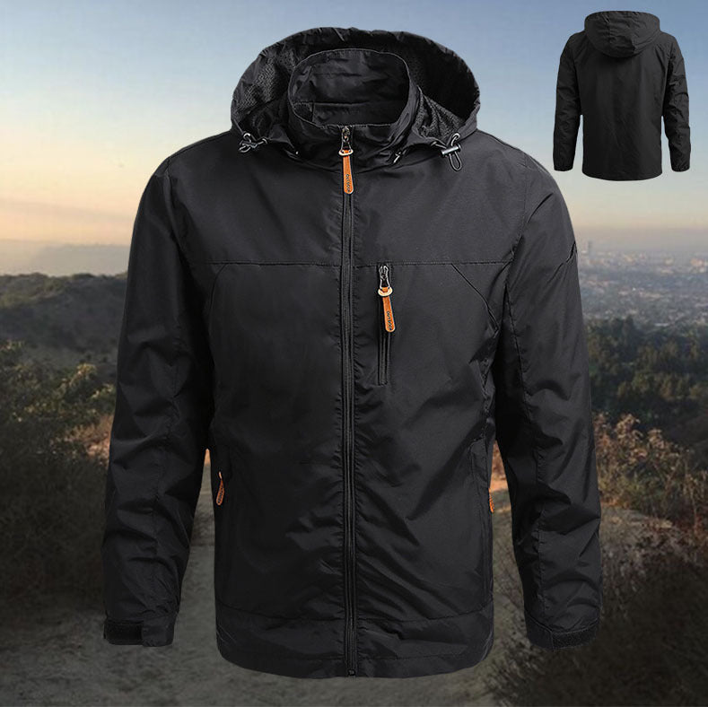 Αντιανεμικό και αδιάβροχο μπουφάν εξωτερικού χώρου με κουκούλα, χαλαρό, για μεγάλες καμπύλες