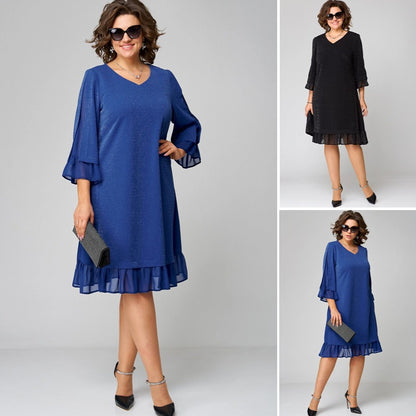 🔥✨️【S-5XL】⛄💃Nové módní elegantní a pohodlné jednobarevné šaty 2025