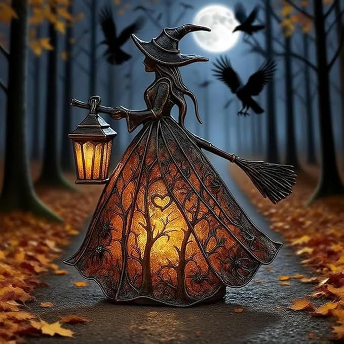 🧙‍‍♀️Λάμπα μάγισσας για το Halloween,  μοναδικό διακοσμητικό μοτίβο επιτραπέζιου λαμπτήρα, νυχτερινό φως με πόδια.-4123833