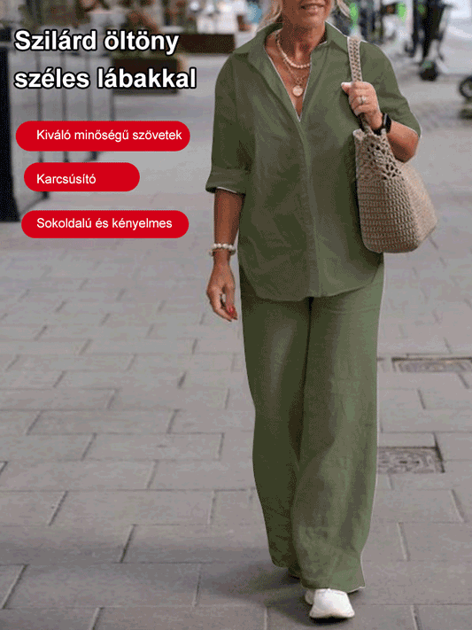 (S-5XL) 🌺Jednobarevný ležérní oblek se širokými nohavicemi