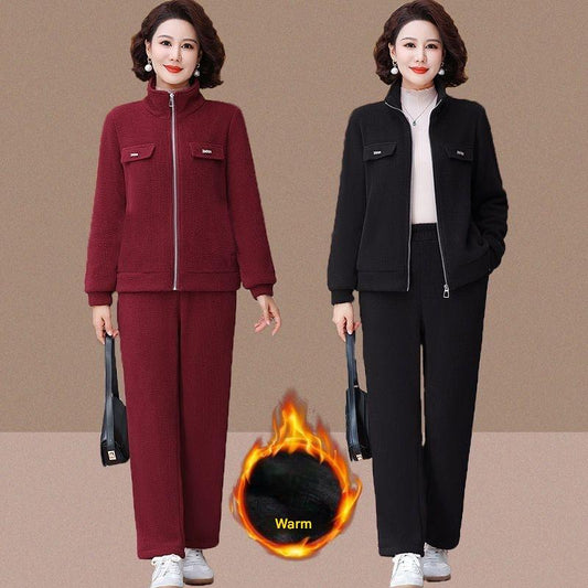 💥【M-4XL】Dámský fleecový teplý ležérní oblek (bunda + kalhoty)