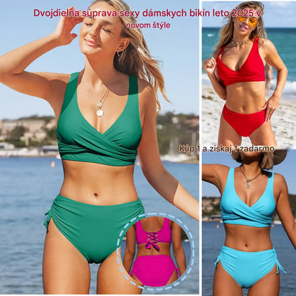 🌴【S-3XL】Nové dámské jednoduché jednobarevné, rychleschnoucí, pohodlné a prodyšné bikiny pro léto 2026