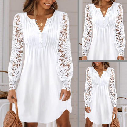 【HOT🎁🔥💥】【S-5XL】Nové módní krajkové šaty s dlouhým rukávem