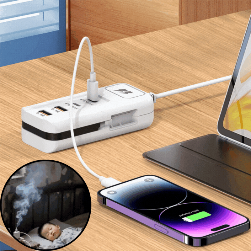 ⚡ Καλώδιο επέκτασης USB και προστασία από υπέρταση | Έξυπνος διανομέας 4 θυρών με γρήγορη φόρτιση 30 λεπτών και προστασία από υπέρταση 🎄✨