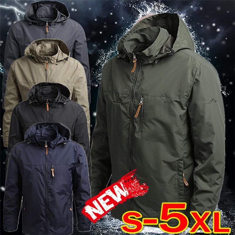 Αντιανεμικό και αδιάβροχο μπουφάν εξωτερικού χώρου με κουκούλα, χαλαρό, για μεγάλες καμπύλες
