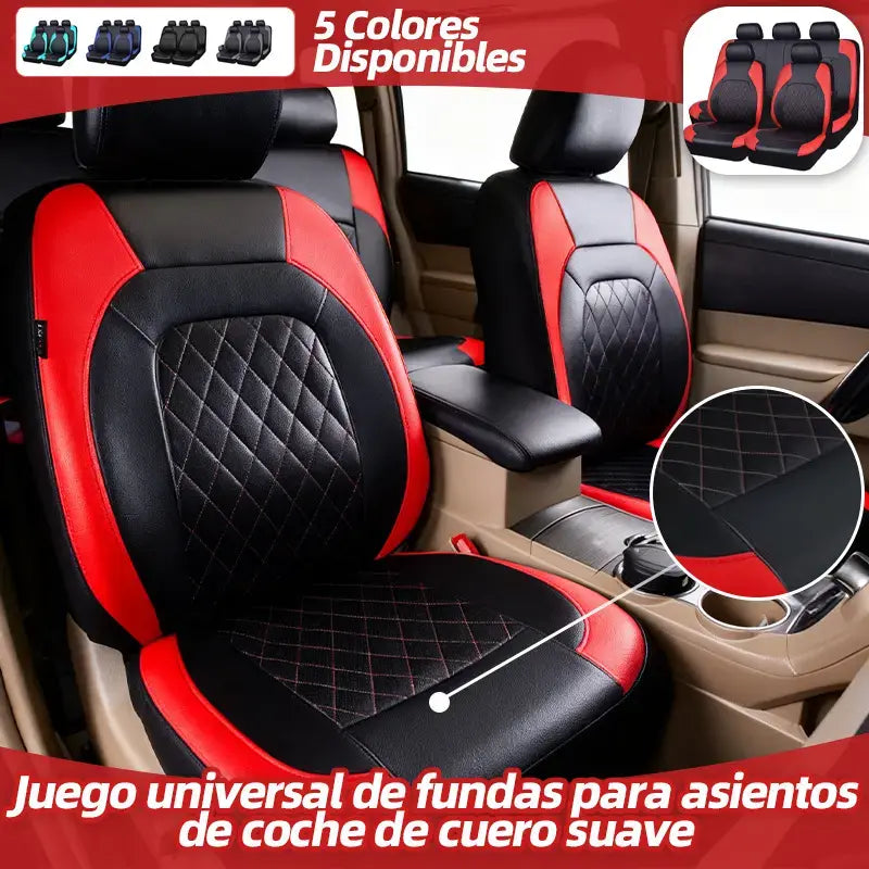 🔥 【50% de descuento】[Juego de dos piezas: 1 funda para el respaldo + 1 funda para el asiento delantero]🚗🚗Juego universal de fundas para asientos de coche de cuero suave