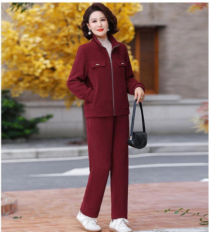 🔴💥【M-4XL】Damski, swobodny, aksamitny i pogrubiony garnitur (marynarka + spodnie)