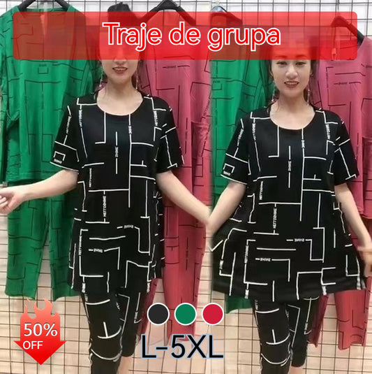 【30% DE DESCUENTO】【Top + Pantalón】🔥Compra 1 y llévate 1 gratis🔥Traje de manga corta para mujer, nuevo estilo 2026, informal, para mujeres de mediana edad y mayores