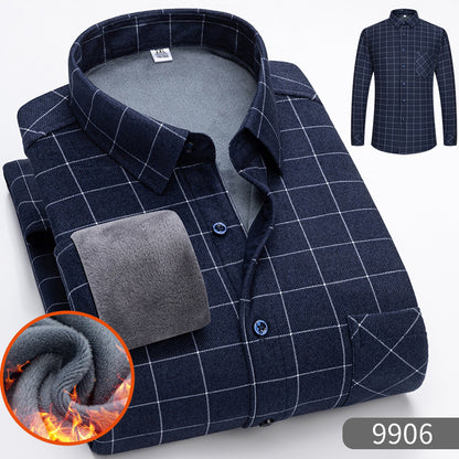 🔥👔【L-5XL】 Camisa de negocios de manga larga cálida para otoño e invierno