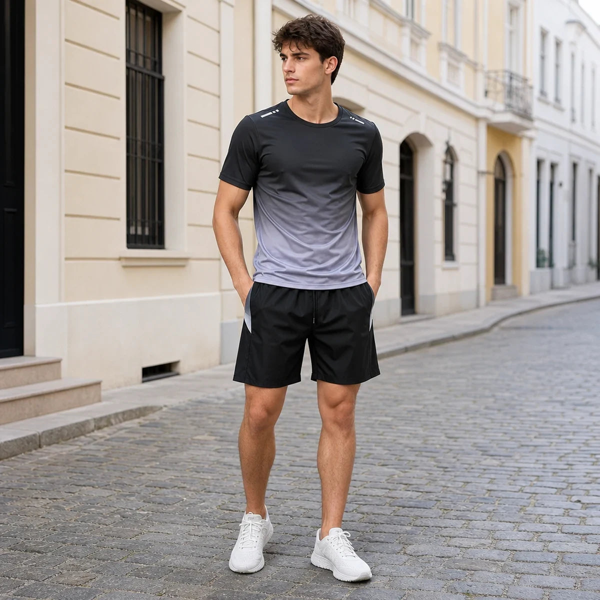🔥✨【50% de descuento🔥】Chándal de verano de dos piezas para hombre: cómoda camiseta de manga corta y pantalones cortos.