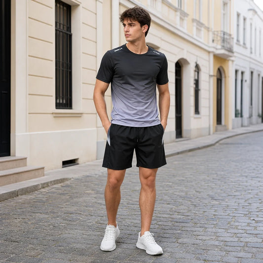 🔥✨【50% de descuento🔥】Chándal de verano de dos piezas para hombre: cómoda camiseta de manga corta y pantalones cortos.