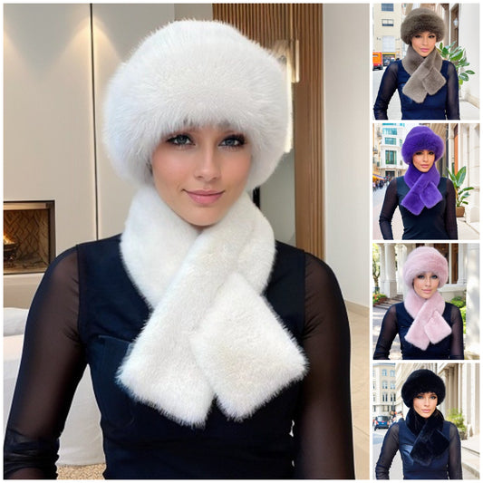 🔥🧣🎩 【Bestseller! 】❄️Novinka 2025: Dámská zateplená, teplá a větruodolná 🧣🎩 [módní zimní šála + plyšová čepice]