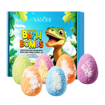 💦Juego de bolas de sales de baño con forma de huevo de dinosaurio (6 piezas), bolas de sales de baño con fragancia limpiadora de larga duración