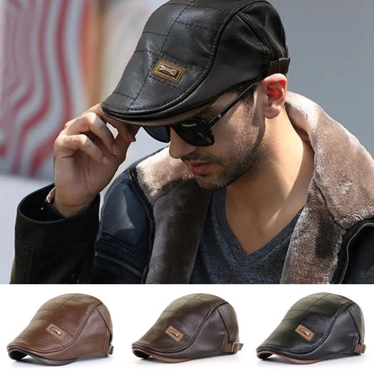 💥【Nuevo 2025】Boina de cuero para hombre – estilo retro, cómoda y de alta calidad