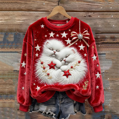🎄❄️Γυναικείο χριστουγεννιάτικο πουλόβερ από φανέλα με εξαιρετική εκτύπωση