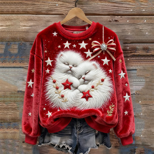 🎄❄️Γυναικείο χριστουγεννιάτικο πουλόβερ από φανέλα με εξαιρετική εκτύπωση
