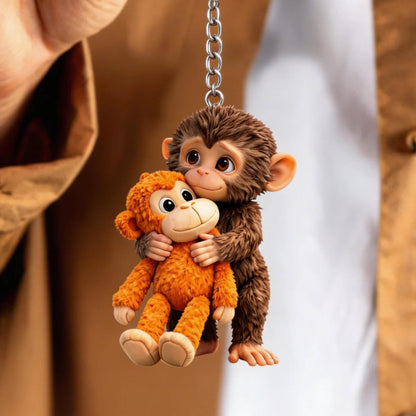 🏆Último día con un 60% de descuento - 🐵 Llavero de mono 3D Viral Punch 💕🎁Un regalo conmovedor para amantes de los animales, familiares, amigos y seres queridos.
