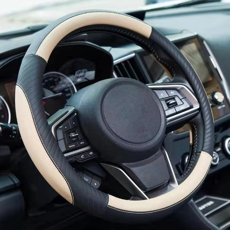 🔥Funda de volante de cuero genuino - Funda universal para volante de coche, antideslizante, duradera-4309946
