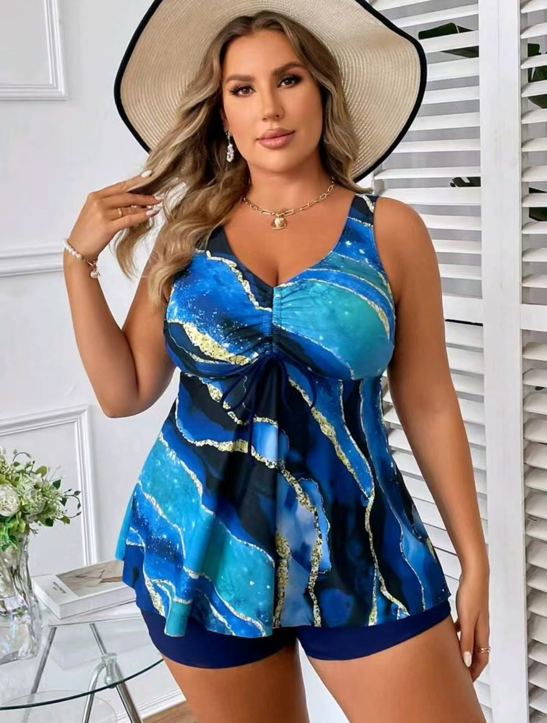 🏖️👙【Újdonságok】🌴【S-5XL】Stílusos női plus size mintás fürdőruha
