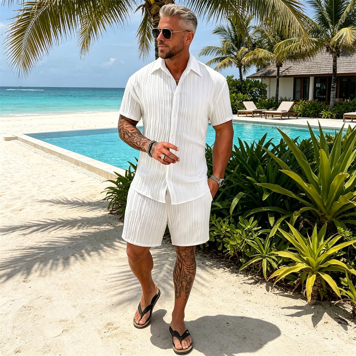 【S-5XL】Conjunto deportivo informal para hombre, tejido de secado rápido.