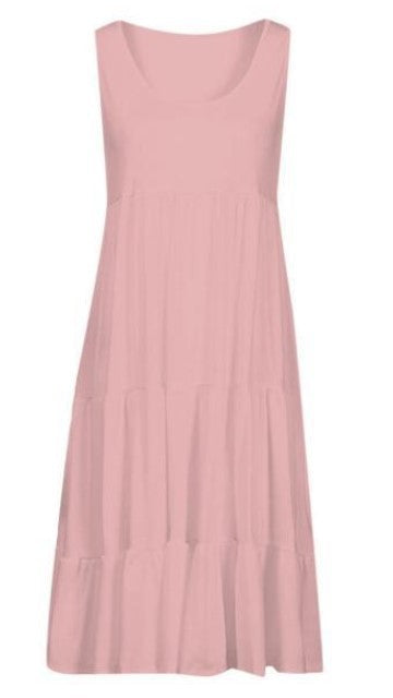 👗[S-5XL] Vestido sencillo de color liso, De secado rápido y transpirable