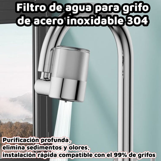 💧【Compra 1 y recibe 1 gratis】✨ Filtro de agua para grifo de acero inoxidable 304 | Purificación profunda, elimina sedimentos y olores, instalación rápida compatible con el 99% de grifos 🚰